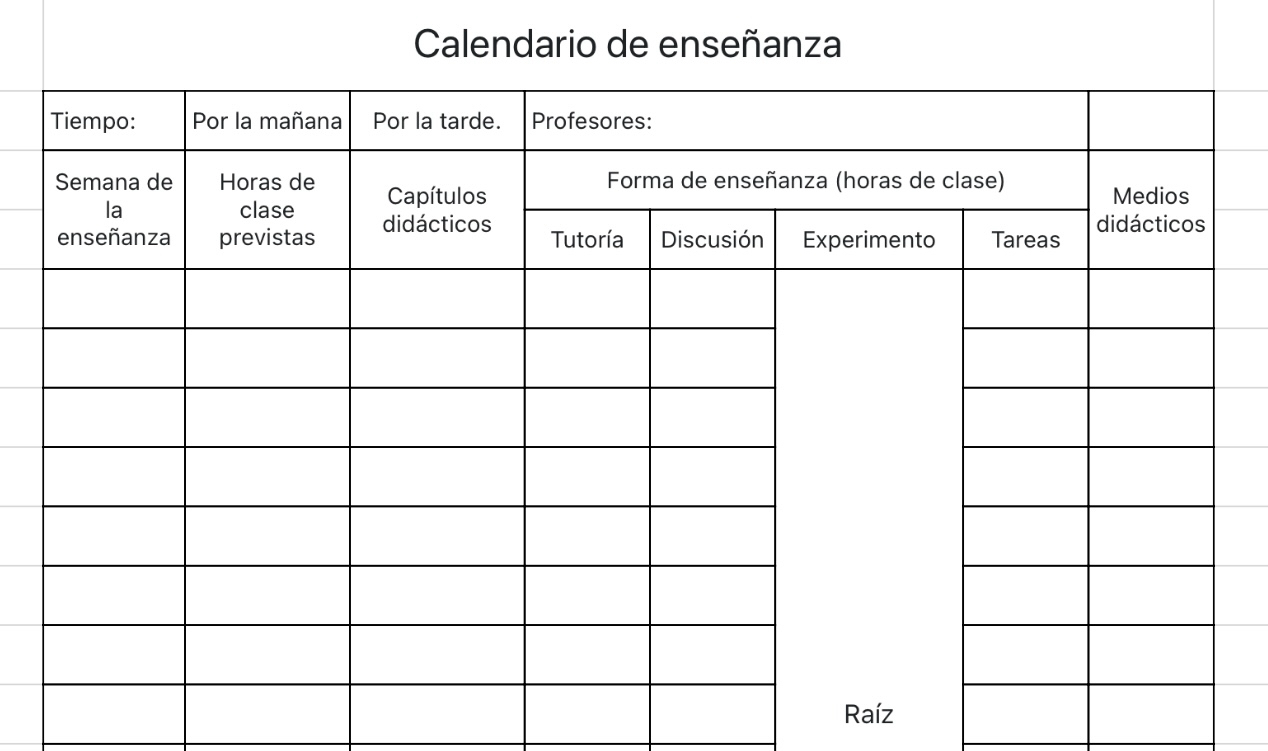 Calendario de enseñanza